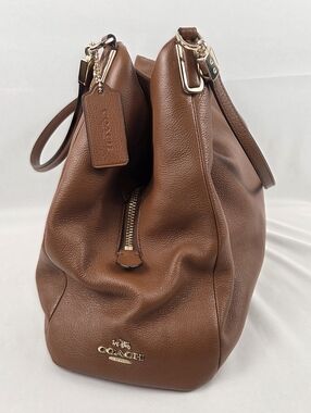 Coach Madison Pheobe Pebbled Leather Shoulder Bag W/Gold Hardware In Cognac